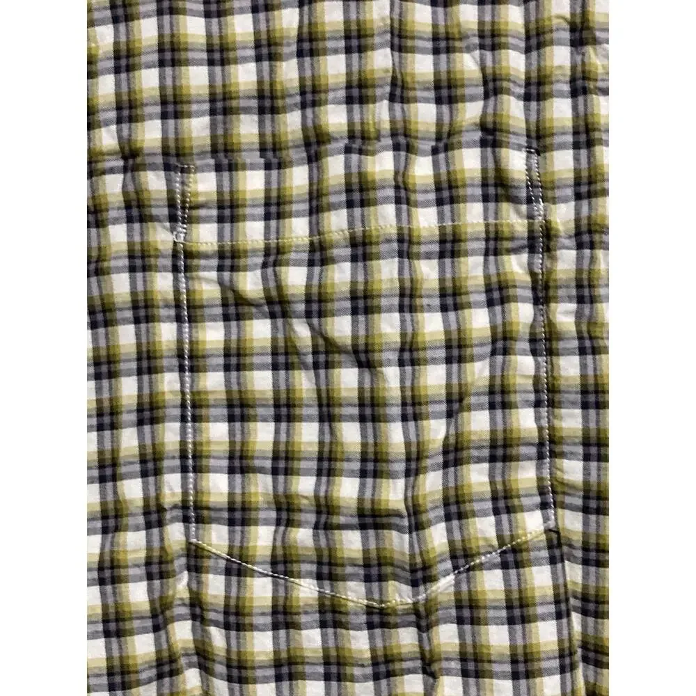 BANANA REPUBLIC MENS PINK PLAID BUTTON DOWN SHIRT Large UNTUCKED FIT